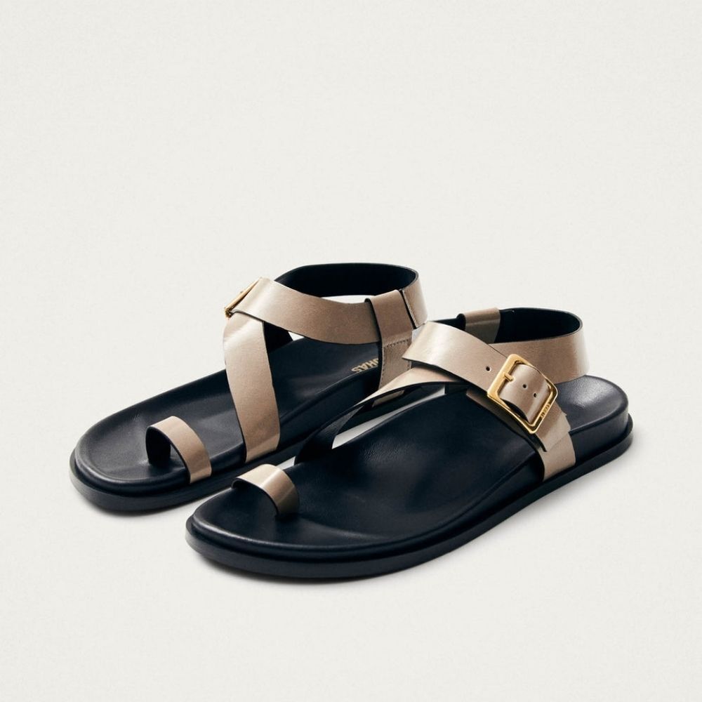 Alohas Siren Onix Stone Beige Leather Sandals